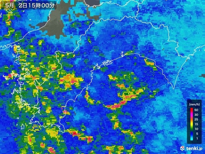 高知県の雨雲レーダー(2018年05月02日)