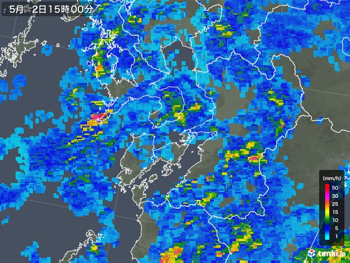 熊本県の雨雲レーダー(2018年05月02日)