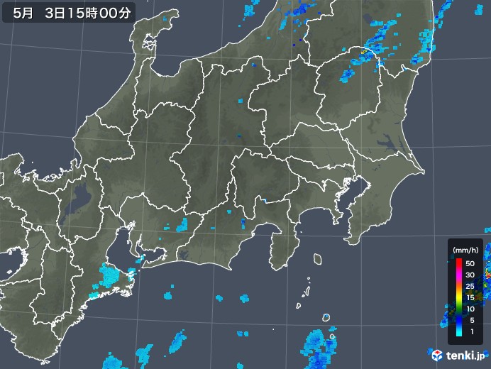 関東・甲信地方の雨雲レーダー(2018年05月03日)