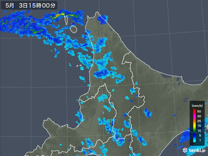 道北の雨雲レーダー(2018年05月03日)