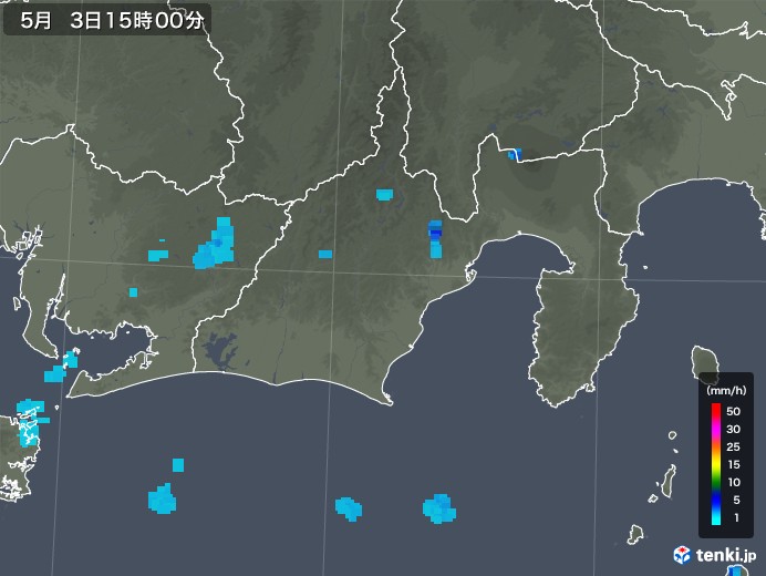 静岡県の雨雲レーダー(2018年05月03日)