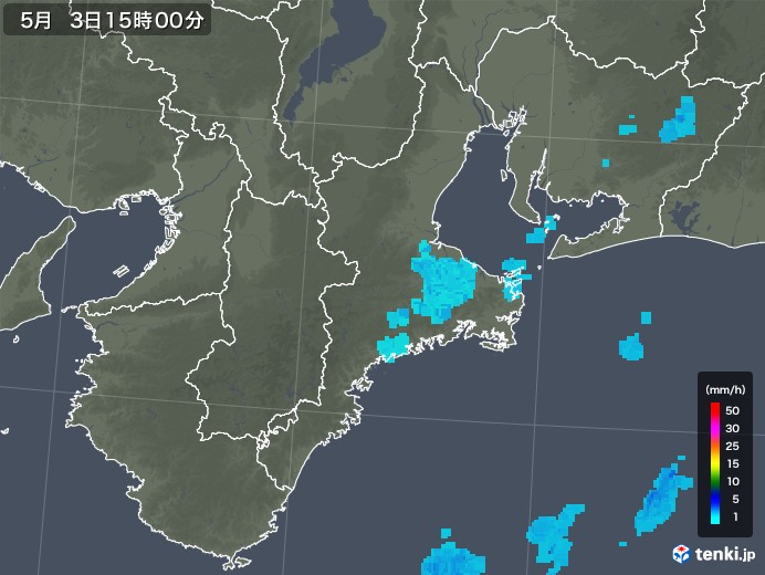 三重県の雨雲レーダー(2018年05月03日)