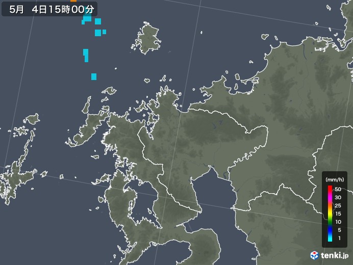 佐賀県の雨雲レーダー(2018年05月04日)