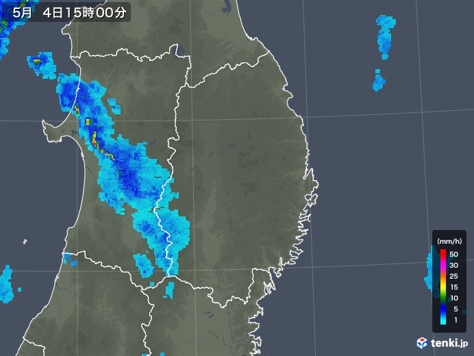 岩手県の雨雲レーダー(2018年05月04日)