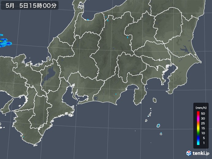 東海地方の雨雲の動き(2018年05月05日)