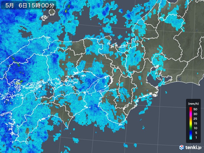 近畿地方の雨雲レーダー(2018年05月06日)