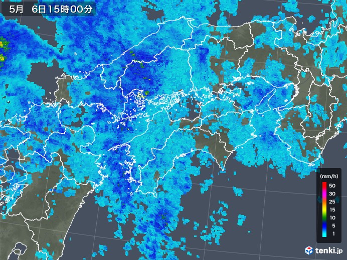 四国地方の雨雲レーダー(2018年05月06日)