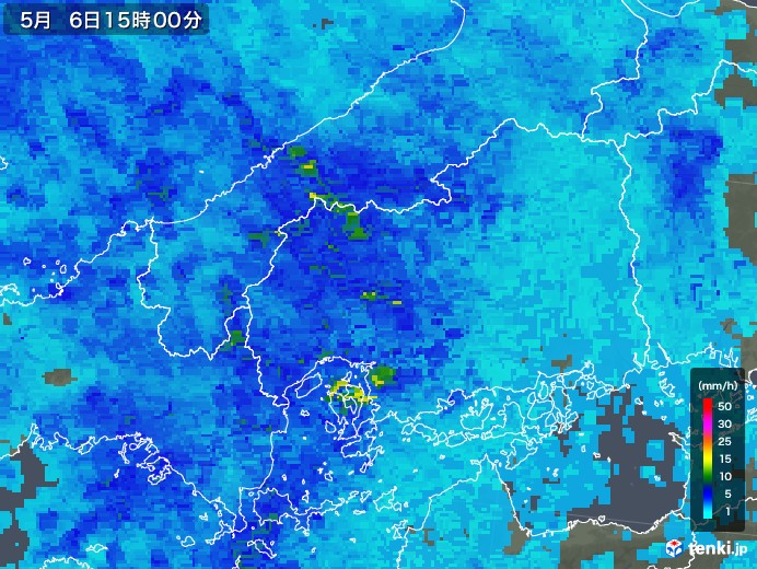 広島県の雨雲レーダー(2018年05月06日)