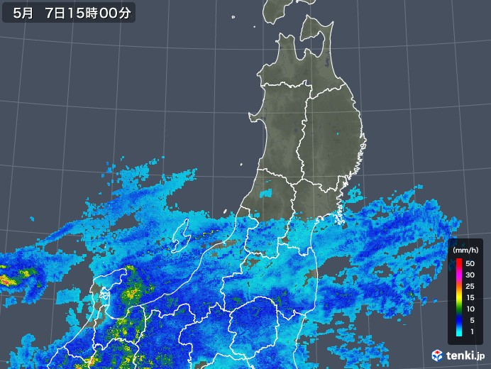 東北地方の雨雲レーダー(2018年05月07日)