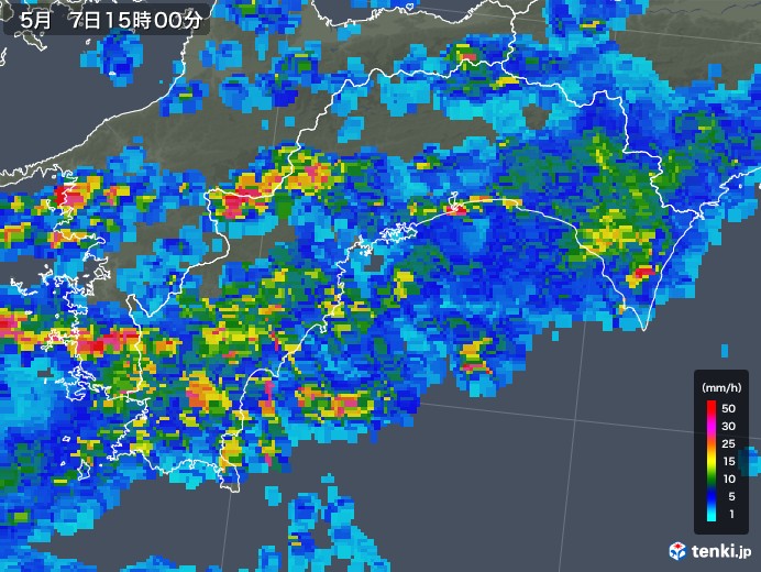 高知県の雨雲レーダー(2018年05月07日)