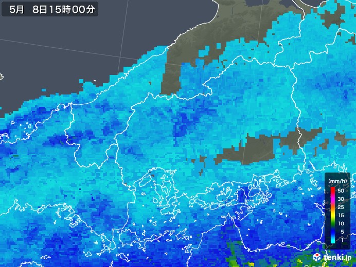 広島県の雨雲レーダー(2018年05月08日)