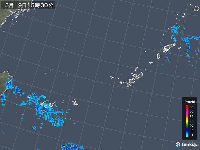 沖縄地方の雨雲レーダー(2018年05月09日)