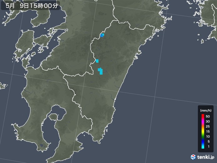 宮崎県の雨雲レーダー(2018年05月09日)