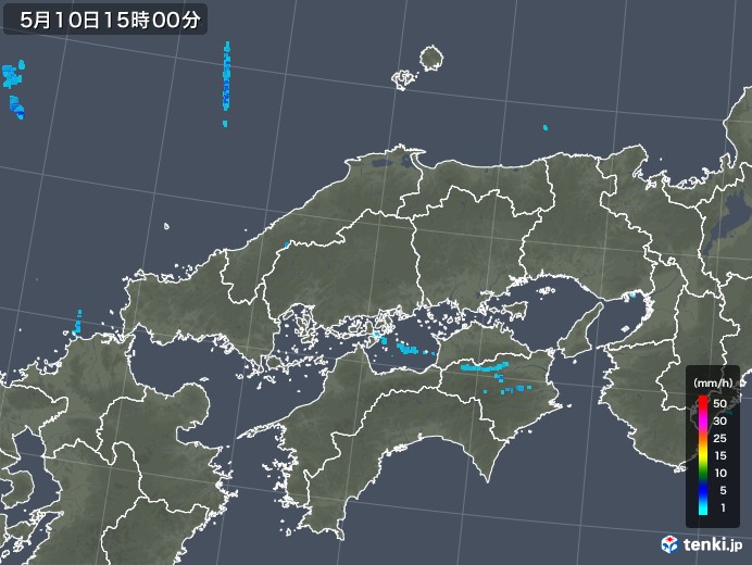 中国地方の雨雲レーダー(2018年05月10日)