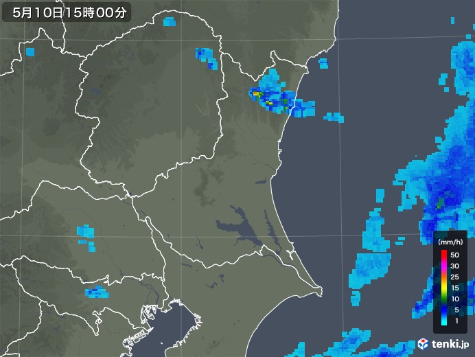 茨城県の雨雲レーダー(2018年05月10日)