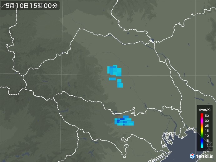 埼玉県の雨雲レーダー(2018年05月10日)