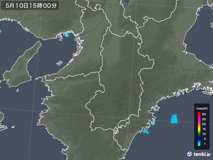 奈良県の雨雲レーダー(2018年05月10日)