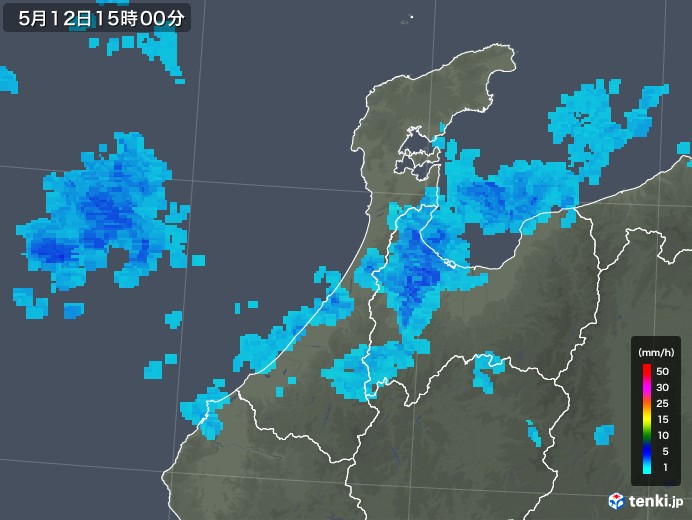 石川県の雨雲レーダー(2018年05月12日)