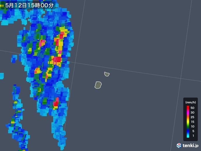 南大東島(沖縄県)の雨雲レーダー(2018年05月12日)