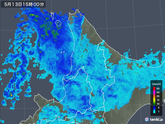 道北の雨雲の動き(2018年05月13日)