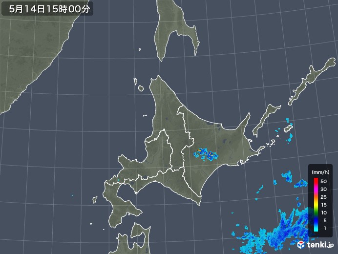 北海道地方の雨雲レーダー(2018年05月14日)