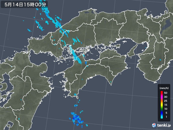 四国地方の雨雲レーダー(2018年05月14日)