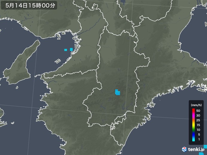 奈良県の雨雲レーダー(2018年05月14日)