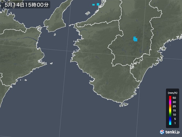 和歌山県の雨雲レーダー(2018年05月14日)