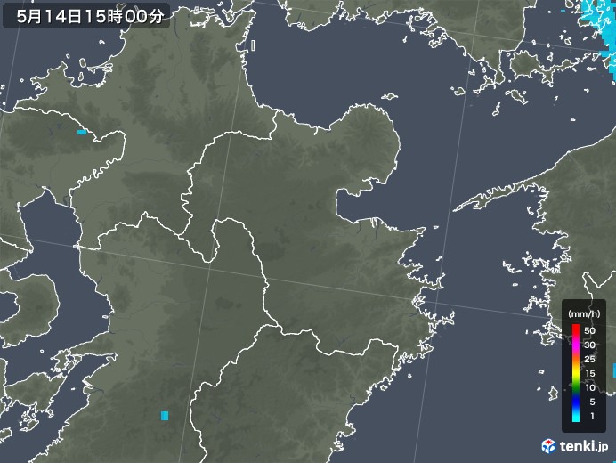 大分県の雨雲レーダー(2018年05月14日)