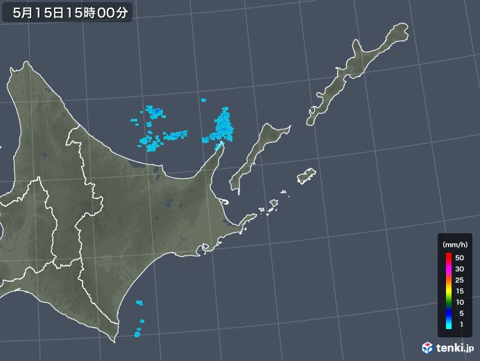 道東の雨雲レーダー(2018年05月15日)