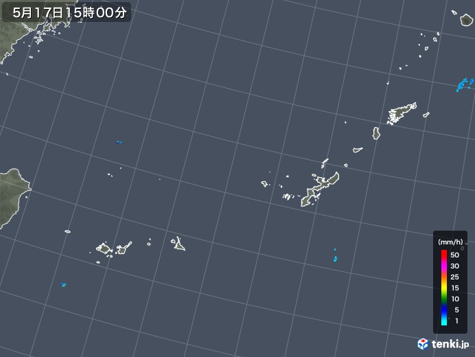 沖縄地方の雨雲レーダー(2018年05月17日)