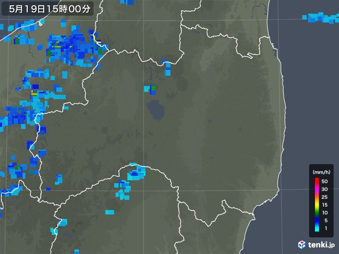 福島県の雨雲レーダー(2018年05月19日)