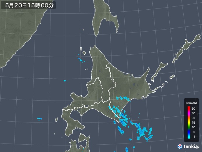 北海道地方の雨雲レーダー(2018年05月20日)