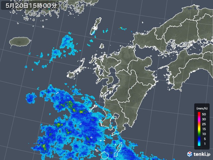 九州地方の雨雲レーダー(2018年05月20日)