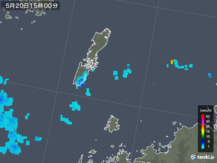 壱岐・対馬(長崎県)の雨雲レーダー(2018年05月20日)