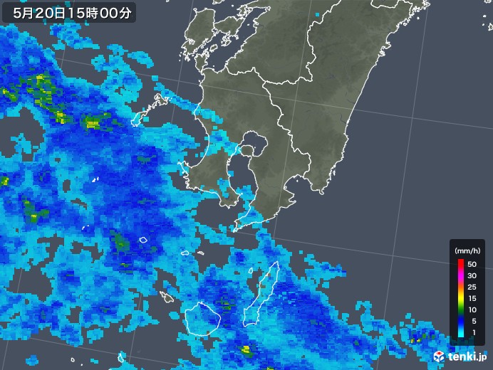 鹿児島県の雨雲レーダー(2018年05月20日)