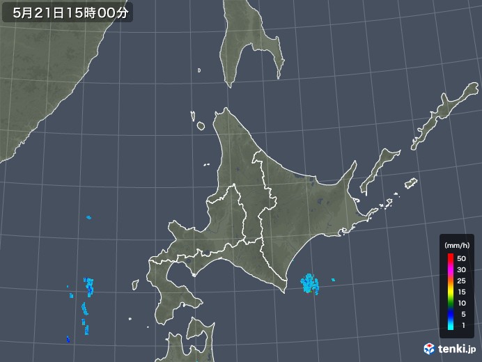 北海道地方の雨雲レーダー(2018年05月21日)