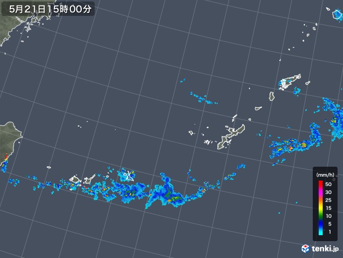 沖縄地方の雨雲レーダー(2018年05月21日)