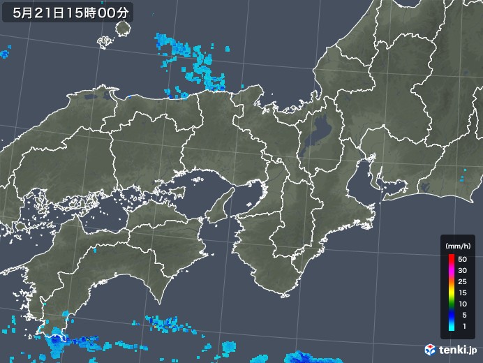 近畿地方の雨雲レーダー(2018年05月21日)