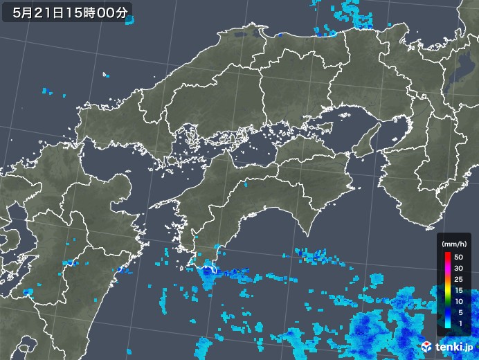 四国地方の雨雲レーダー(2018年05月21日)