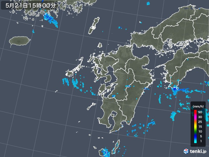 九州地方の雨雲レーダー(2018年05月21日)