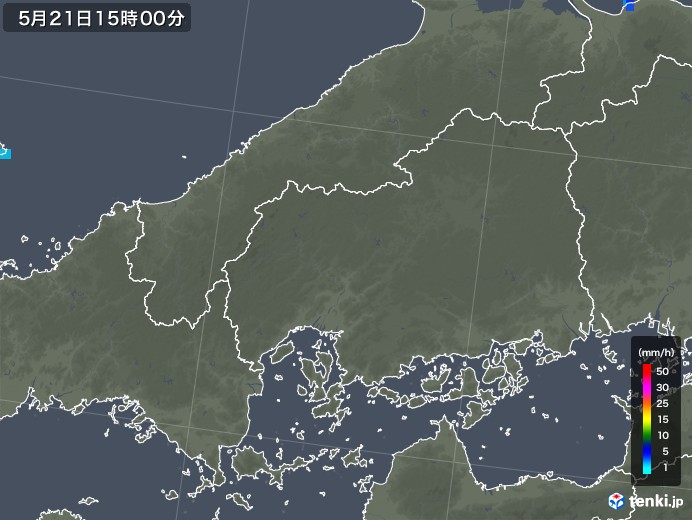 広島県の雨雲レーダー(2018年05月21日)