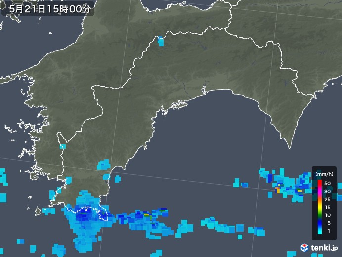 高知県の雨雲レーダー(2018年05月21日)