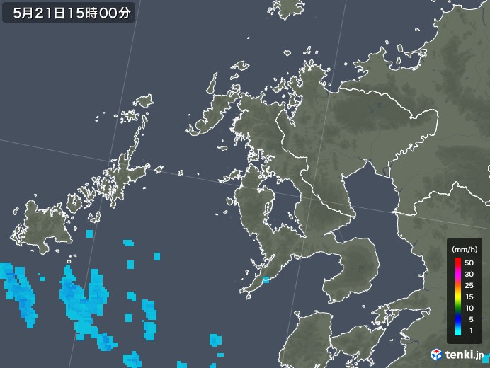 長崎県の雨雲レーダー(2018年05月21日)