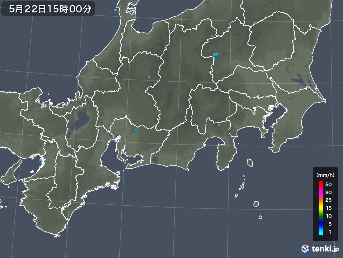 東海地方の雨雲レーダー(2018年05月22日)