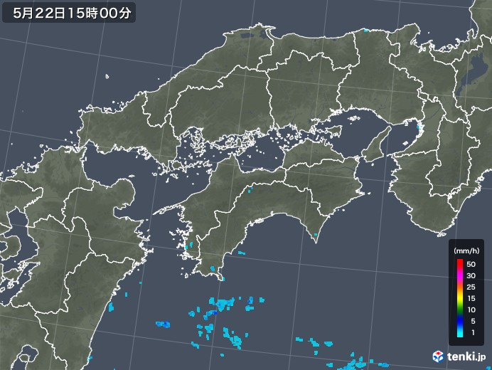 四国地方の雨雲レーダー(2018年05月22日)