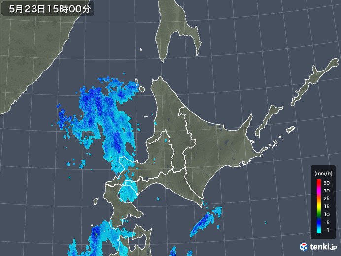 北海道地方の雨雲レーダー(2018年05月23日)