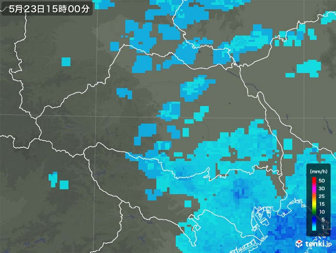 埼玉県の雨雲レーダー(2018年05月23日)