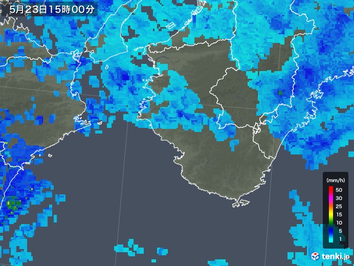 和歌山県の雨雲レーダー(2018年05月23日)