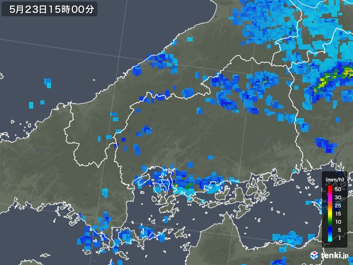 広島県の雨雲レーダー(2018年05月23日)